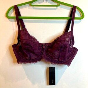 BLUSH Sz 34D Harlow Full Coverage Underwire Lace Bra in Elderberry NWT